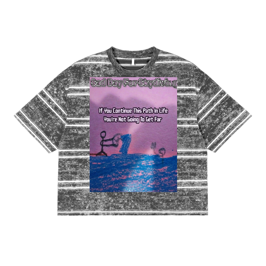 Path In Life: Snow Washed Stripe Boxy T-shirt