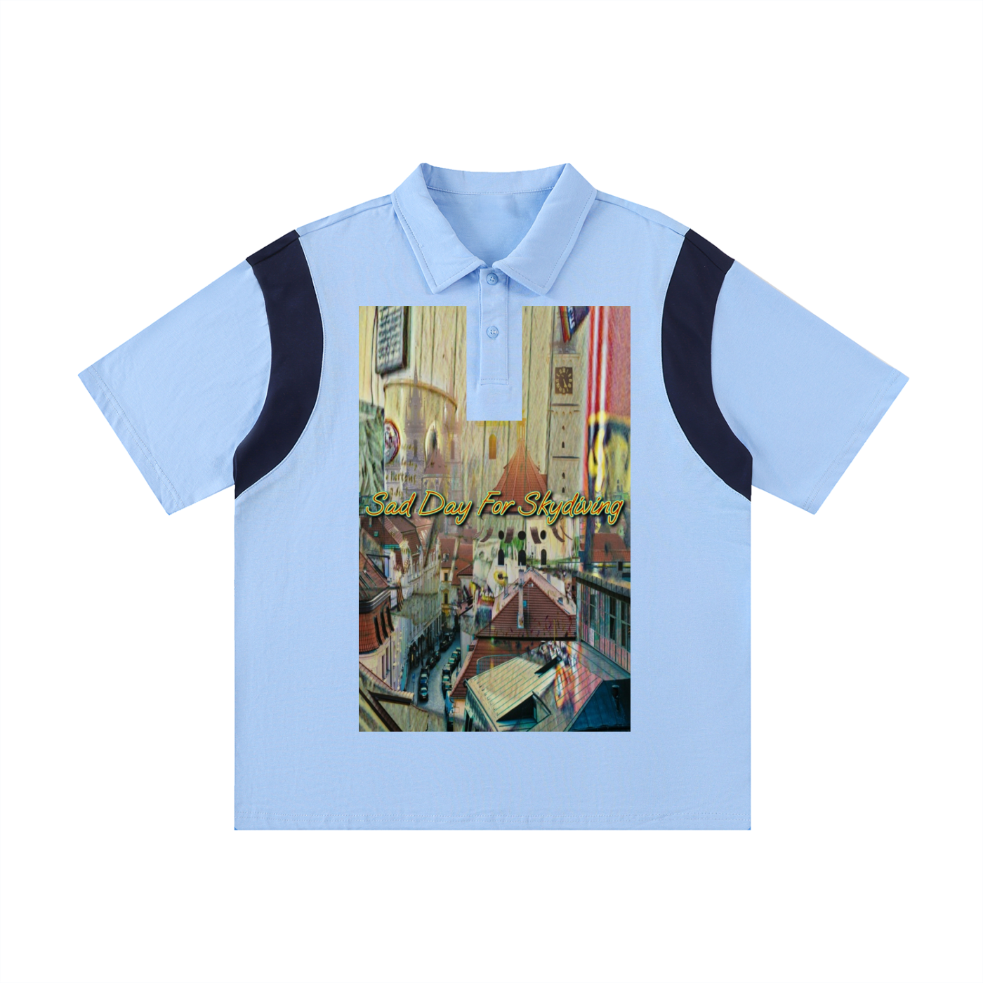 A City Refused To Fall - Contrast Panel Cotton Polo Shirt
