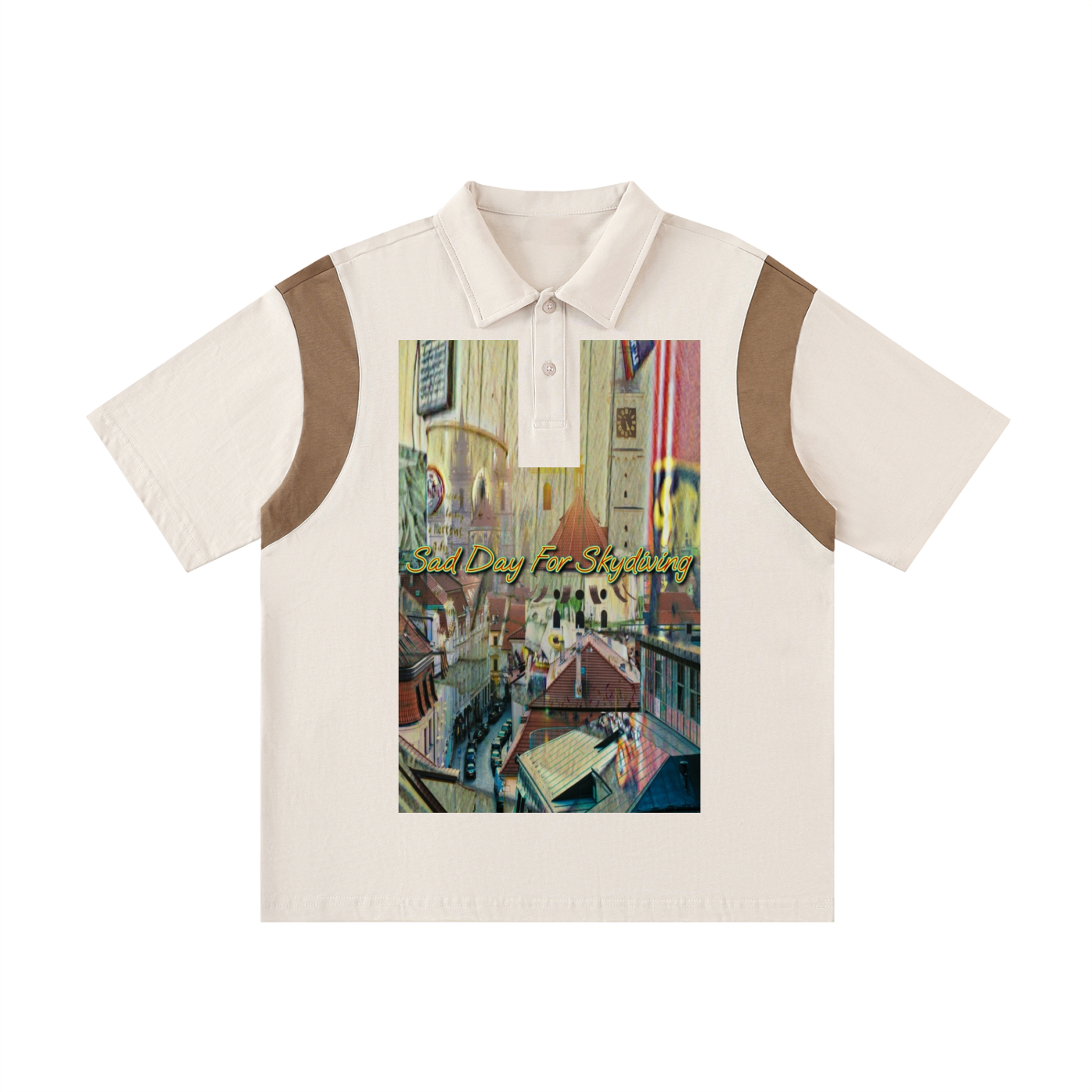 A City Refused To Fall - Contrast Panel Cotton Polo Shirt