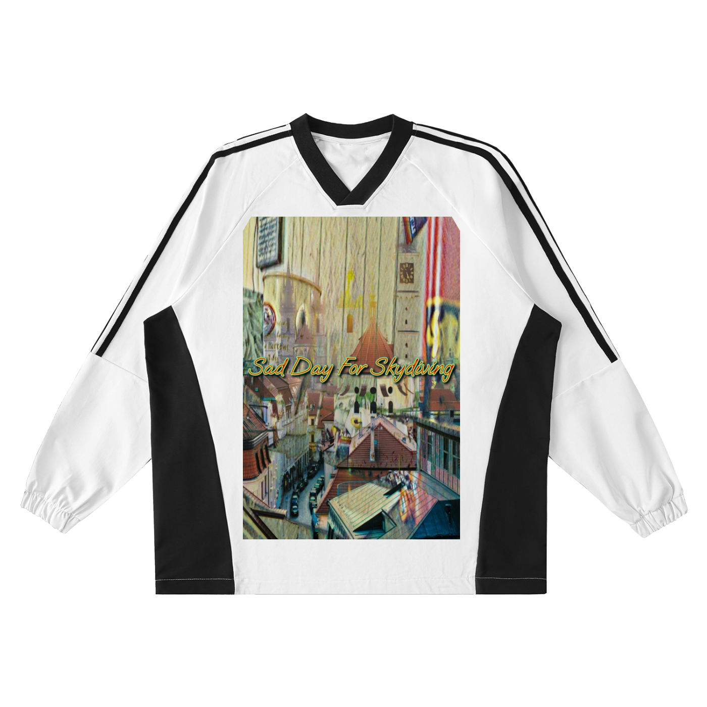A City Refused To Fall - Color-Block V-Neck Long-Sleeve T-Shirt