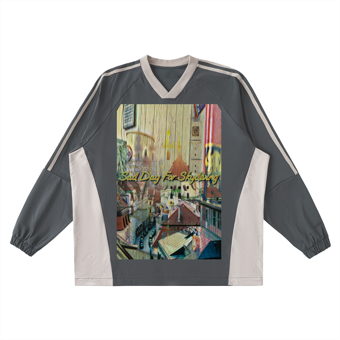 A City Refused To Fall - Color-Block V-Neck Long-Sleeve T-Shirt