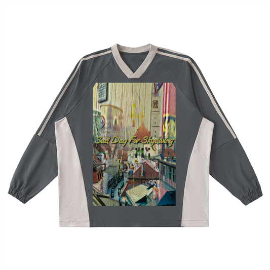A City Refused To Fall - Color-Block V-Neck Long-Sleeve T-Shirt