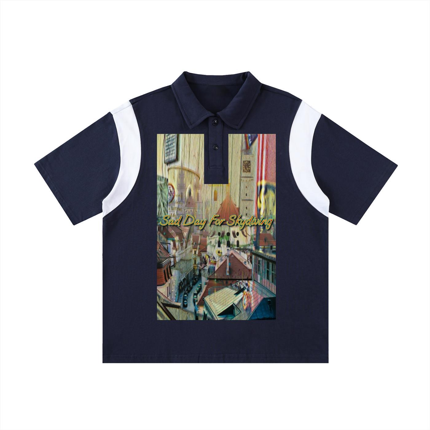 A City Refused To Fall - Contrast Panel Cotton Polo Shirt