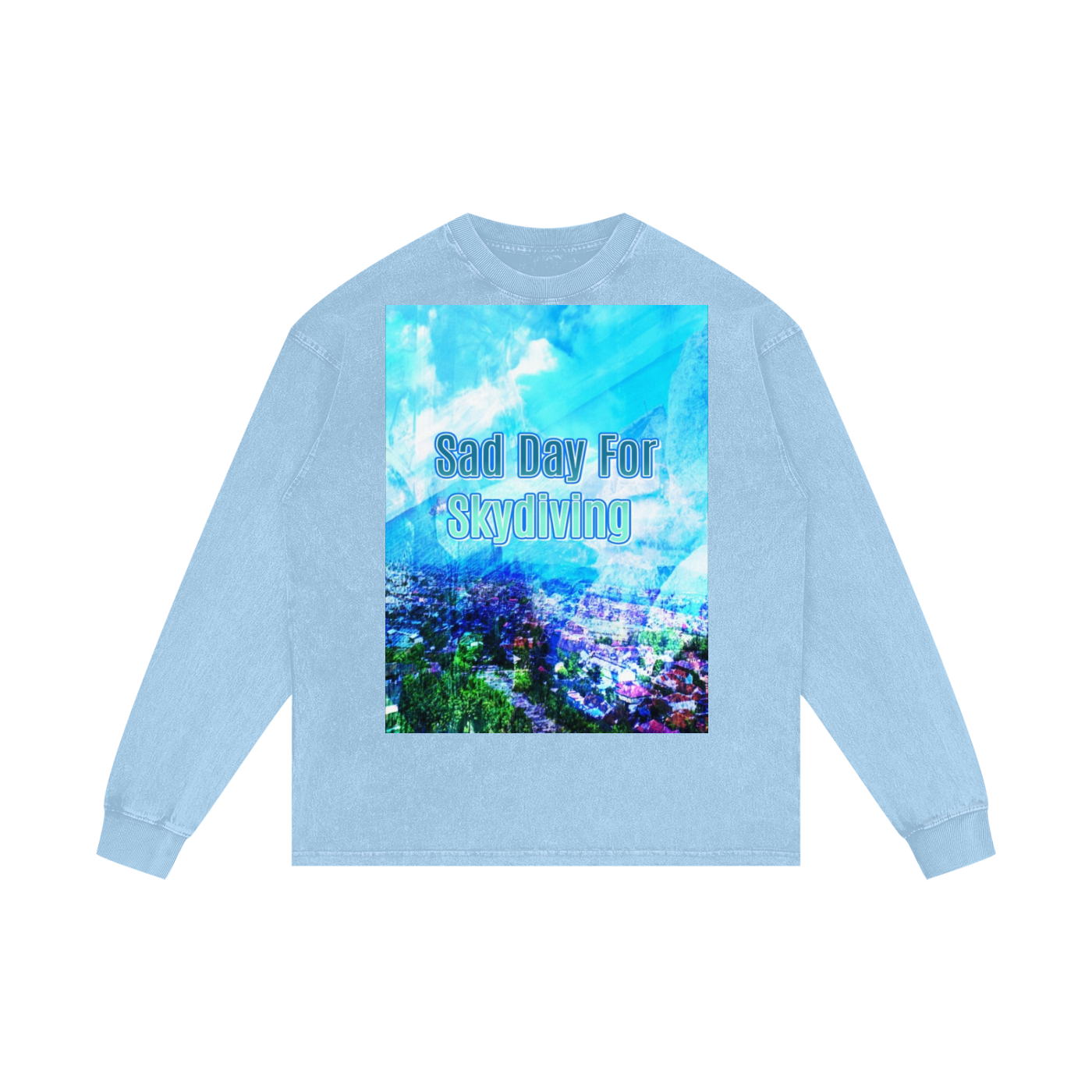 SDFSD Anime Opening Title Card Inspired- Acid Wash Oversize Long Sleeve T-Shirt