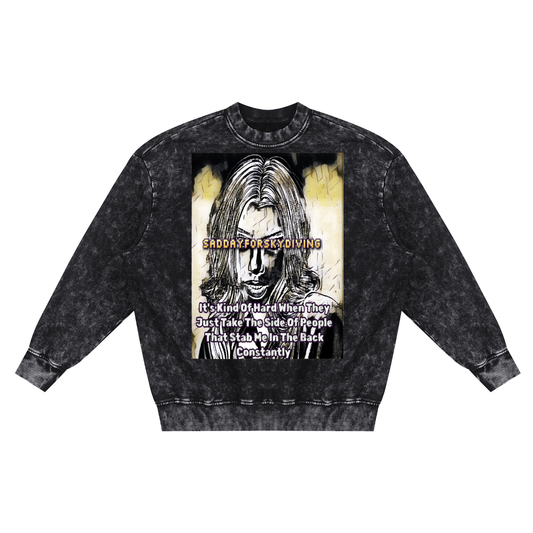 It’s Hard: Snow Washed Hand-Frayed Sweatshirt