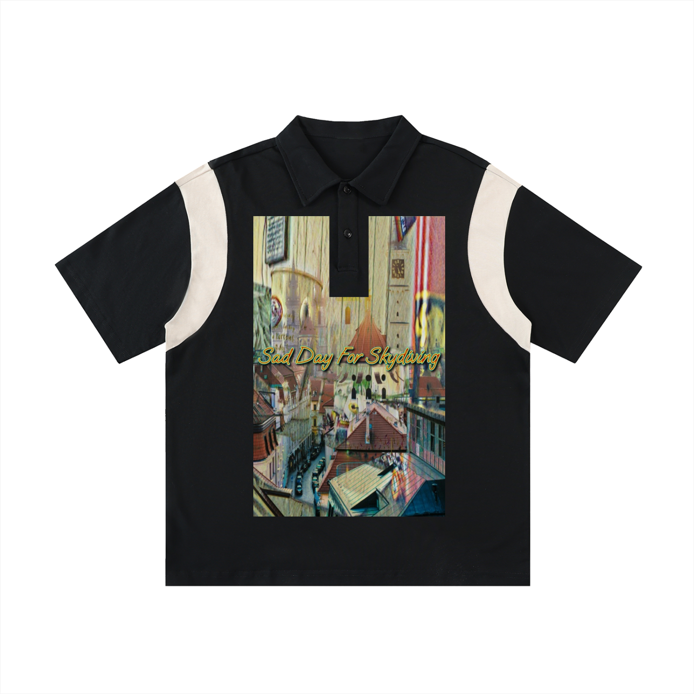 A City Refused To Fall - Contrast Panel Cotton Polo Shirt