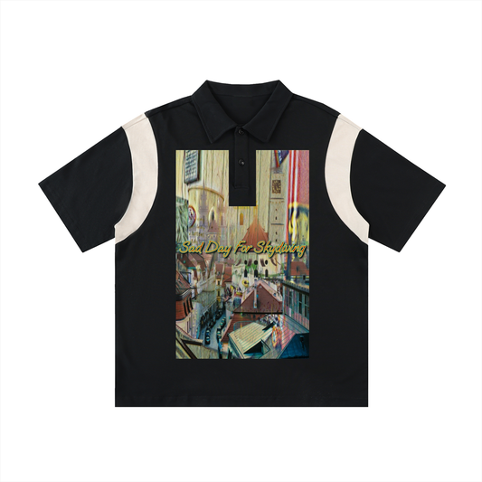 A City Refused To Fall - Contrast Panel Cotton Polo Shirt