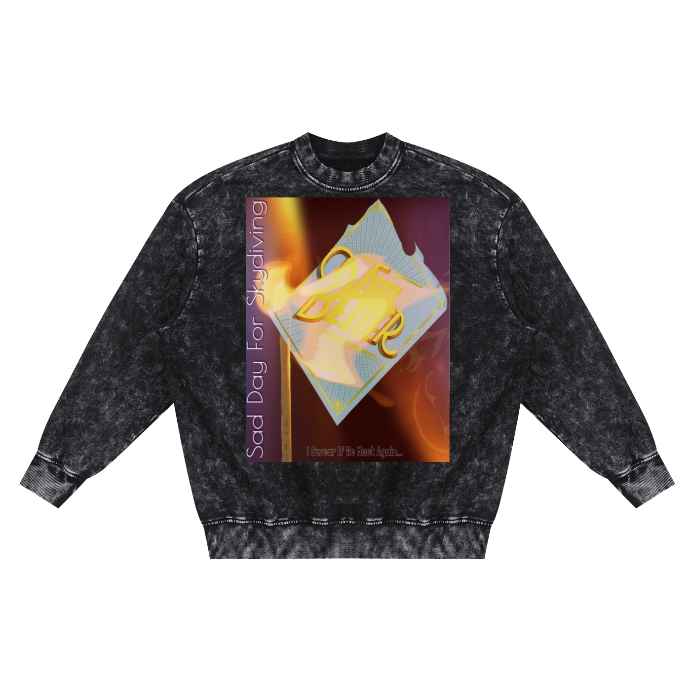Everything Can Burn: Snow Washed Hand-Frayed Sweatshirt