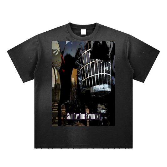 SDFSD Anime Inspired - Hand-Frayed Sunfade Paint Splatter T-Shirt